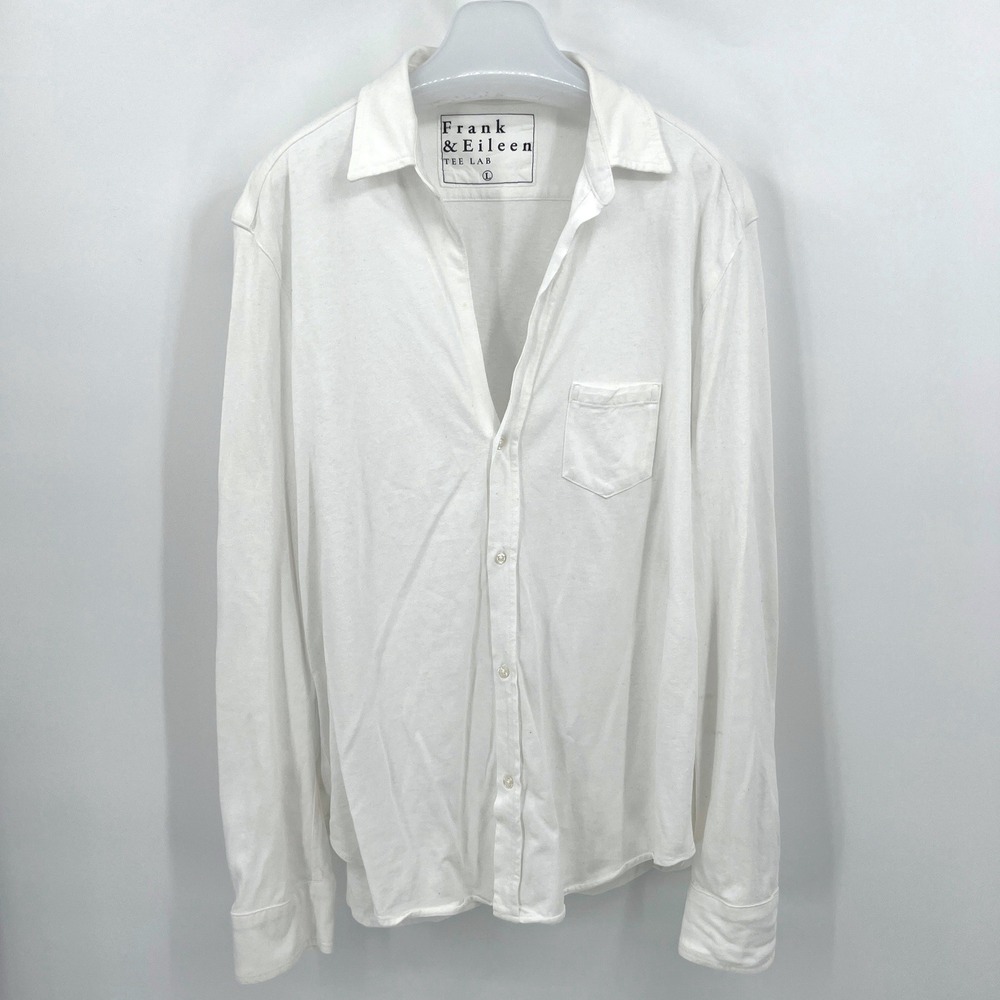 Frank & Eileen The Lab 100% Cotton White Jersey Shirt Size L Lagenlook Resort